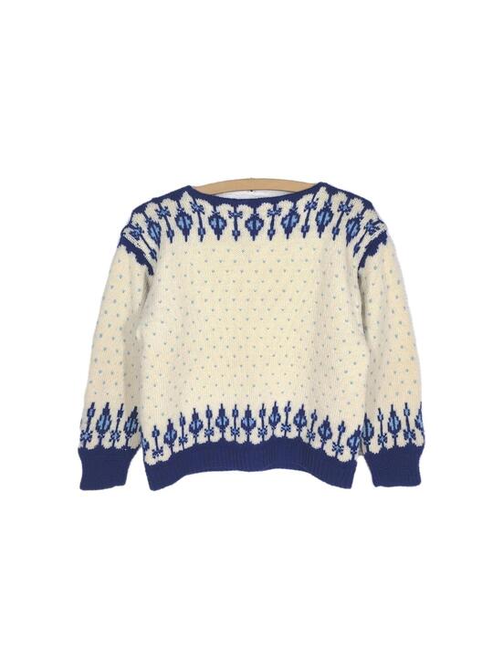 Sweaters - Vintage 60s Norwegian Knit Sweater Women's M Hand Knit Blue Drip Intarsia Norway